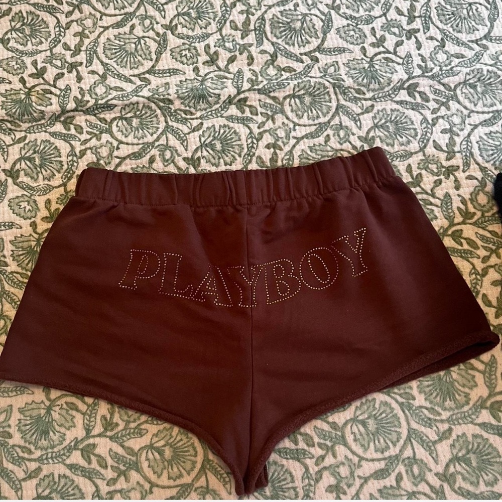 Brown Playboy by Pacson shorts with gold gems